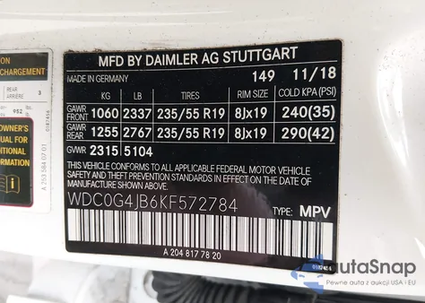 2019 Mercedes-Benz Glc 300 from USA, damaged, VIN WDC0G4JB6KF572784